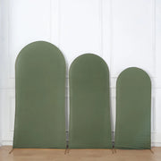 3 Matte Fitted Spandex Round Top Wedding Arch Backdrop Stand Covers Set IRON_STND06_SPX_SET_WILL