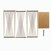 3 Metal Pedestal Stands with Geometric Crossed Lines Pattern - Gold PROP_BOX_008_SET_MET_GD
