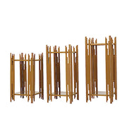 3 Metal Plinths Flower Display Stands with Square Acrylic Plates - Gold IRON_STND19_SET_GOLD