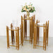 3 Metal Plinths Flower Display Stands with Square Acrylic Plates - Gold IRON_STND19_SET_GOLD