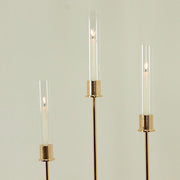 3 Metal Taper Candle Holders with Hurricane Glass Shades Set - Gold CHDLR_CAND_041_SET2_GOLD