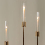 3 Metal Taper Candle Holders with Hurricane Glass Shades Set - Gold CHDLR_CAND_041_SET2_GOLD