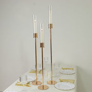 3 Metal Taper Candle Holders with Hurricane Glass Shades Set - Gold CHDLR_CAND_041_SET2_GOLD