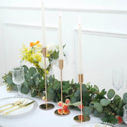 3 Metal Taper Candle Stands with Round Solid Base - Gold IRON_CAND_TP016_GOLD