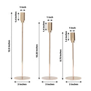 3 Metal Taper Candle Stands with Round Solid Base - Gold IRON_CAND_TP016_GOLD