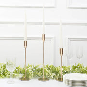 3 Metal Taper Candle Stands with Round Solid Base - Gold IRON_CAND_TP016_GOLD