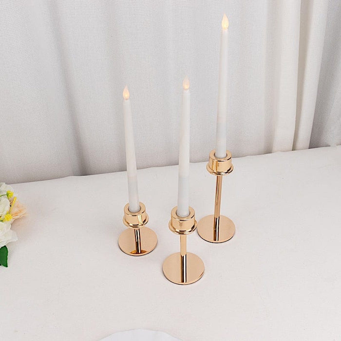 3 Metal Taper Candlestick Holders - Gold CAND_HOLD_TP041_SET_GOLD