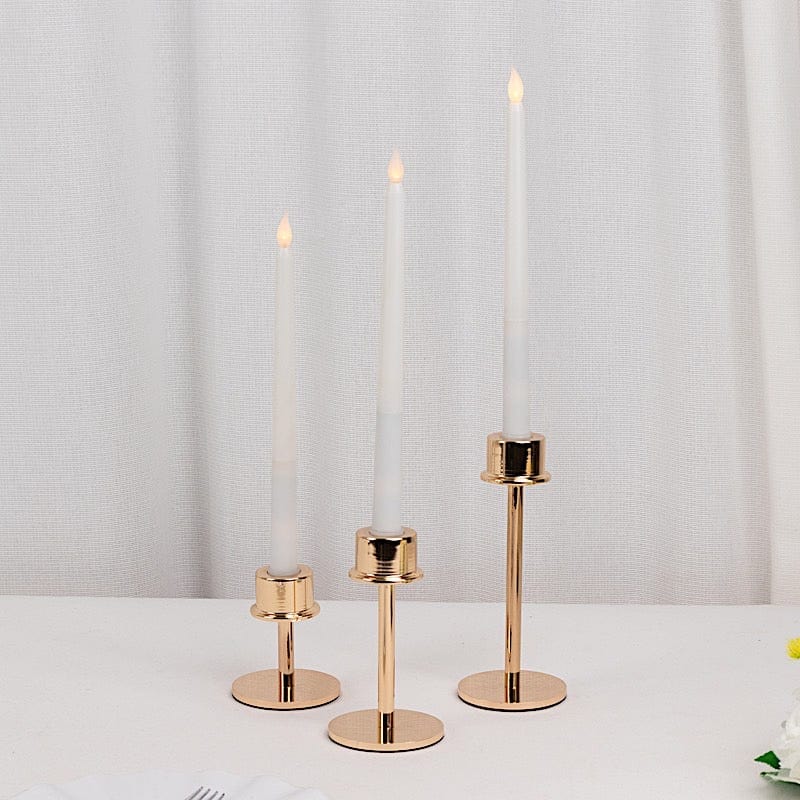 3 Metal Taper Candlestick Holders - Gold CAND_HOLD_TP041_SET_GOLD