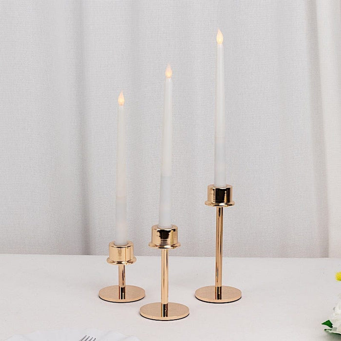 3 Metal Taper Candlestick Holders - Gold CAND_HOLD_TP041_SET_GOLD