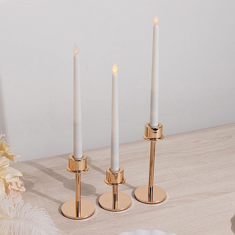 3 Metal Taper Candlestick Holders - Gold CAND_HOLD_TP041_SET_GOLD