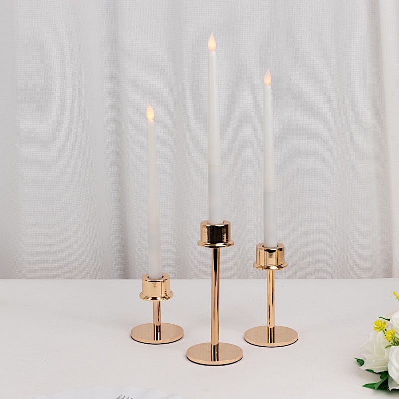 3 Metal Taper Candlestick Holders - Gold CAND_HOLD_TP041_SET_GOLD