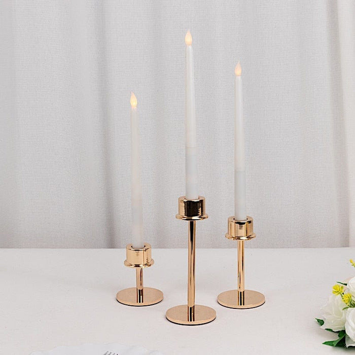 3 Metal Taper Candlestick Holders - Gold CAND_HOLD_TP041_SET_GOLD