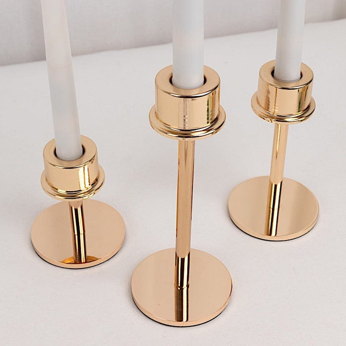 3 Metal Taper Candlestick Holders - Gold CAND_HOLD_TP041_SET_GOLD