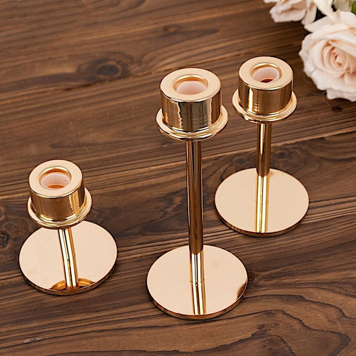 3 Metal Taper Candlestick Holders - Gold CAND_HOLD_TP041_SET_GOLD