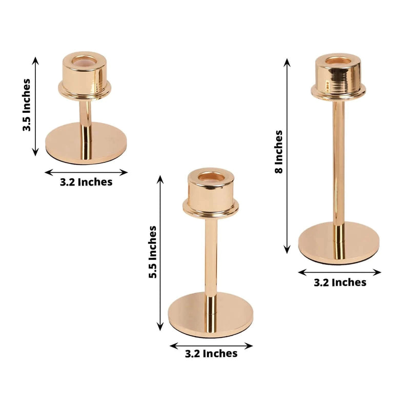 3 Metal Taper Candlestick Holders - Gold CAND_HOLD_TP041_SET_GOLD