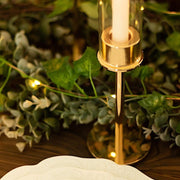 3 Metal with Glass Taper Candlestick Holders Centerpieces