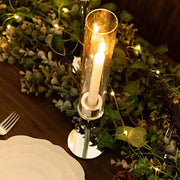 3 Metal with Glass Taper Candlestick Holders Centerpieces