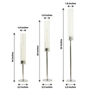 3 Metal with Glass Taper Candlestick Holders Centerpieces