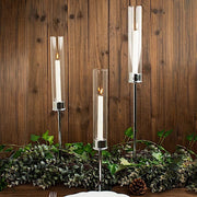 3 Metal with Glass Taper Candlestick Holders Centerpieces