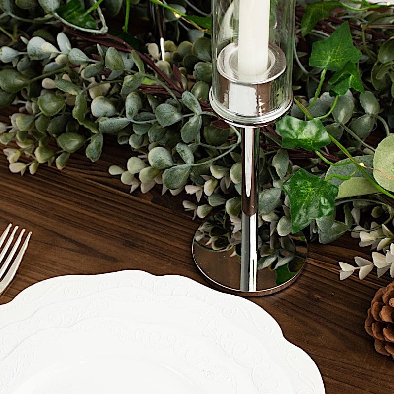 3 Metal with Glass Taper Candlestick Holders Centerpieces