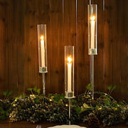3 Metal with Glass Taper Candlestick Holders Centerpieces