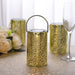 3 Metallic 3" x 5" Plastic LED Lantern Lamps with Flower Design - Gold LED_CAND_PL10_GOLD