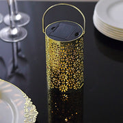 3 Metallic 3" x 5" Plastic LED Lantern Lamps with Flower Design - Gold LED_CAND_PL10_GOLD