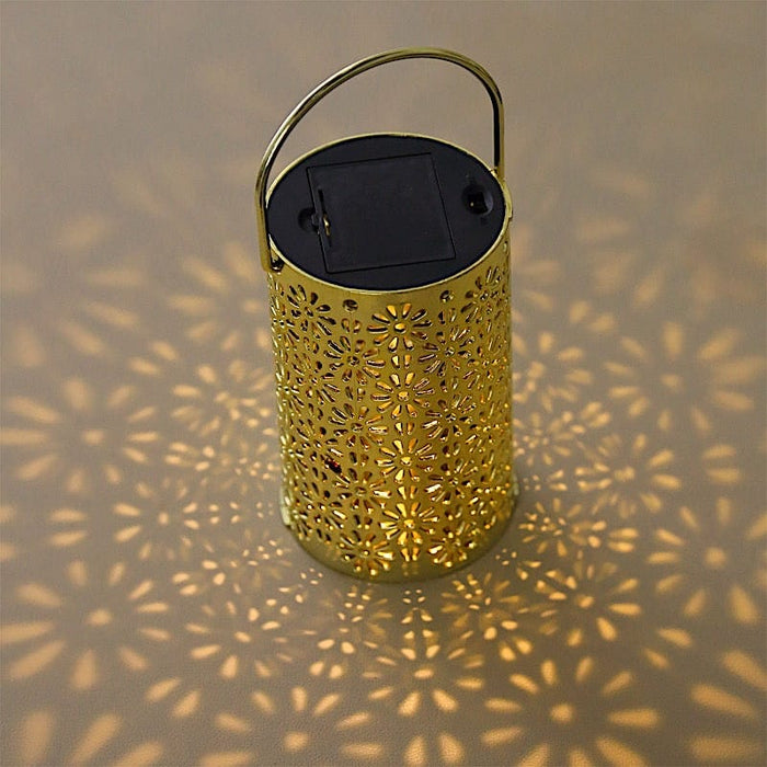 3 Gold 7 in Plastic Mini Lantern Lamps with LED Tealight Candles