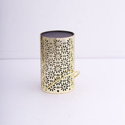 3 Metallic 3" x 5" Plastic LED Lantern Lamps with Flower Design - Gold LED_CAND_PL10_GOLD