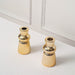 3 Metallic 5" Fluted Ball Neck Ribbed Ceramic Taper Candle Holders - Gold CAND_HOLD_TP003_5_GOLD