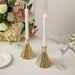 3 Metallic 5" Ribbed Ceramic Taper Candle Holders - Gold CAND_HOLD_TP002_5_GOLD