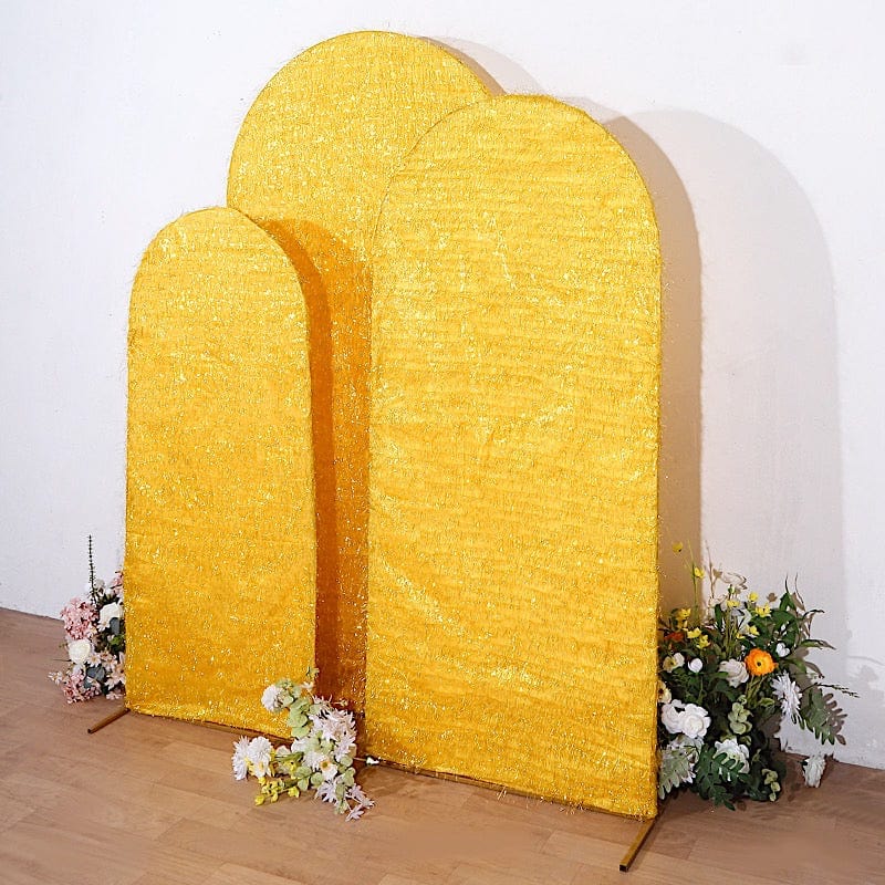 3 Metallic Fringe Chiara Backdrop Stand Covers