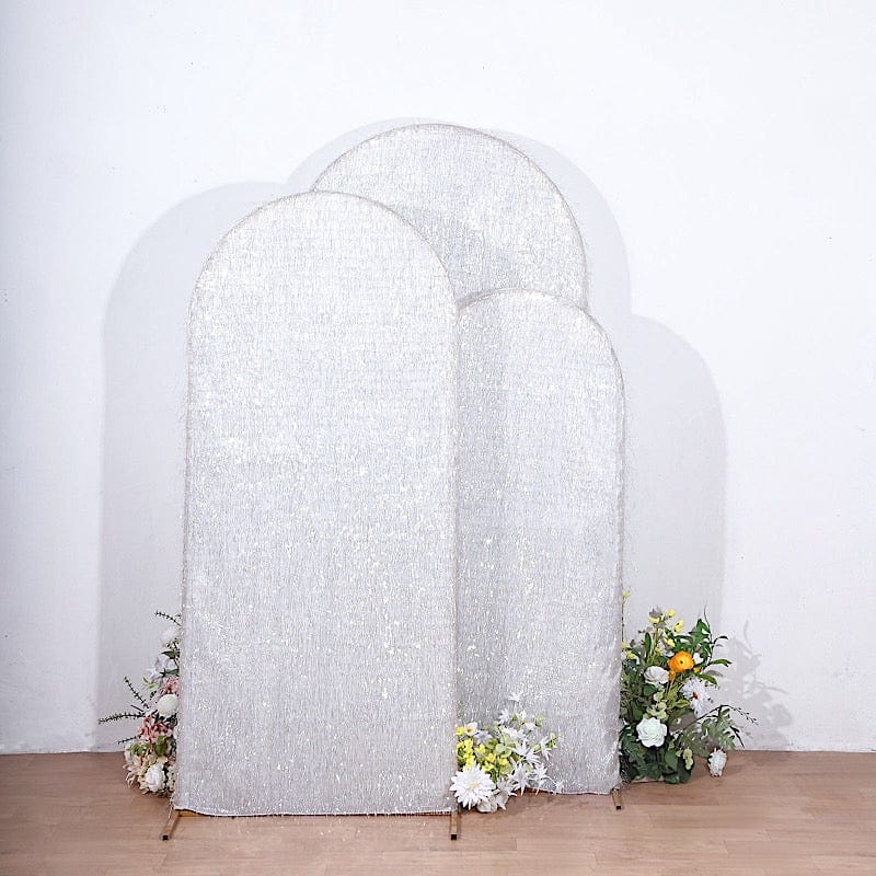 3 Metallic Fringe Chiara Backdrop Stand Covers