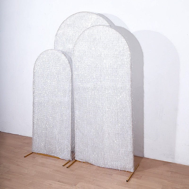 3 Metallic Fringe Chiara Backdrop Stand Covers