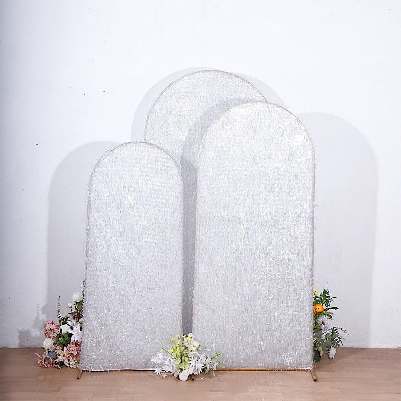 3 Metallic Fringe Chiara Backdrop Stand Covers