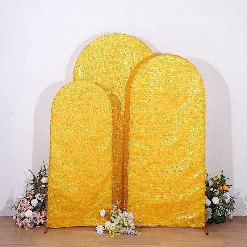 3 Metallic Fringe Chiara Backdrop Stand Covers