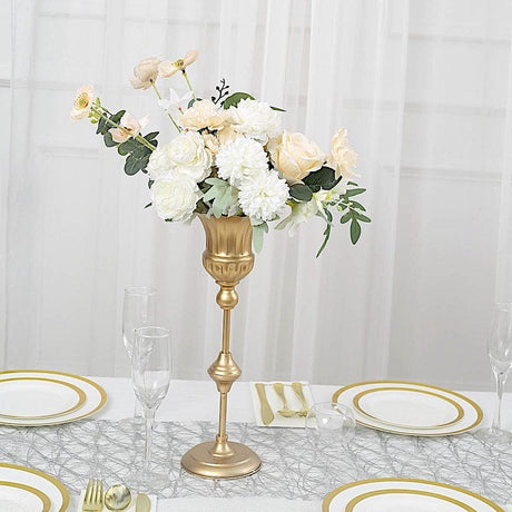 3 Metallic Gold Trumpet Flower Vase Centerpieces - Gold CHDLR_067_SET_GOLD