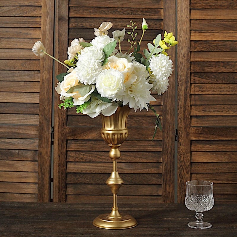 3 Metallic Gold Trumpet Flower Vase Centerpieces - Gold CHDLR_067_SET_GOLD