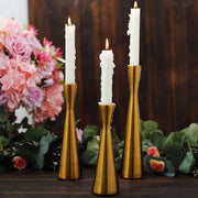 3 Modern Hourglass Style Gold Metal Taper Candle Holders - Gold IRON_CAND_TP017_GOLD