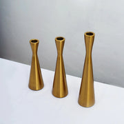 3 Modern Hourglass Style Gold Metal Taper Candle Holders - Gold IRON_CAND_TP017_GOLD