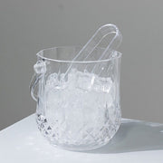 3 pack Plastic Small Ice Buckets with Handle and Tongs in Crystal-Cut Design – Clear BSKT_PLST_002_5X5_CLR