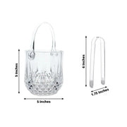 3 pack Plastic Small Ice Buckets with Handle and Tongs in Crystal-Cut Design – Clear BSKT_PLST_002_5X5_CLR