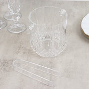 3 pack Plastic Small Ice Buckets with Handle and Tongs in Crystal-Cut Design – Clear BSKT_PLST_002_5X5_CLR