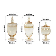 3 pcs 9" 10" 11" tall Glass Apothecary Jars Containers with Lids - Amber Gold GLAS_JAR07_AMB
