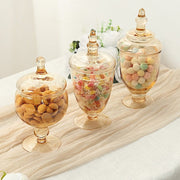 3 pcs 9" 10" 11" tall Glass Apothecary Jars Containers with Lids - Amber Gold GLAS_JAR07_AMB