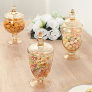 3 pcs 9" 10" 11" tall Glass Apothecary Jars Containers with Lids - Amber Gold GLAS_JAR07_AMB