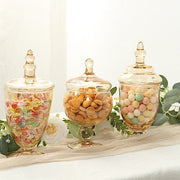 3 pcs 9" 10" 11" tall Glass Apothecary Jars Containers with Lids - Amber Gold GLAS_JAR07_AMB