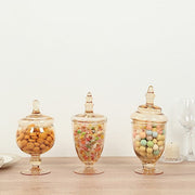 3 pcs 9" 10" 11" tall Glass Apothecary Jars Containers with Lids - Amber Gold GLAS_JAR07_AMB