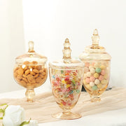 3 pcs 9" 10" 11" tall Glass Apothecary Jars Containers with Lids - Amber Gold GLAS_JAR07_AMB