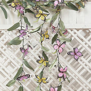 3 pcs Faux Butterfly Flowers 6 ft Garlands with Willow Greenery Leaves - Assorted ARTI_GLND_BUT001_MIX